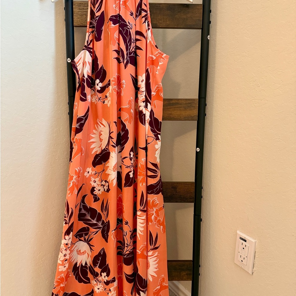 Ann Taylor Orange and Purple Floral Maxi Dress